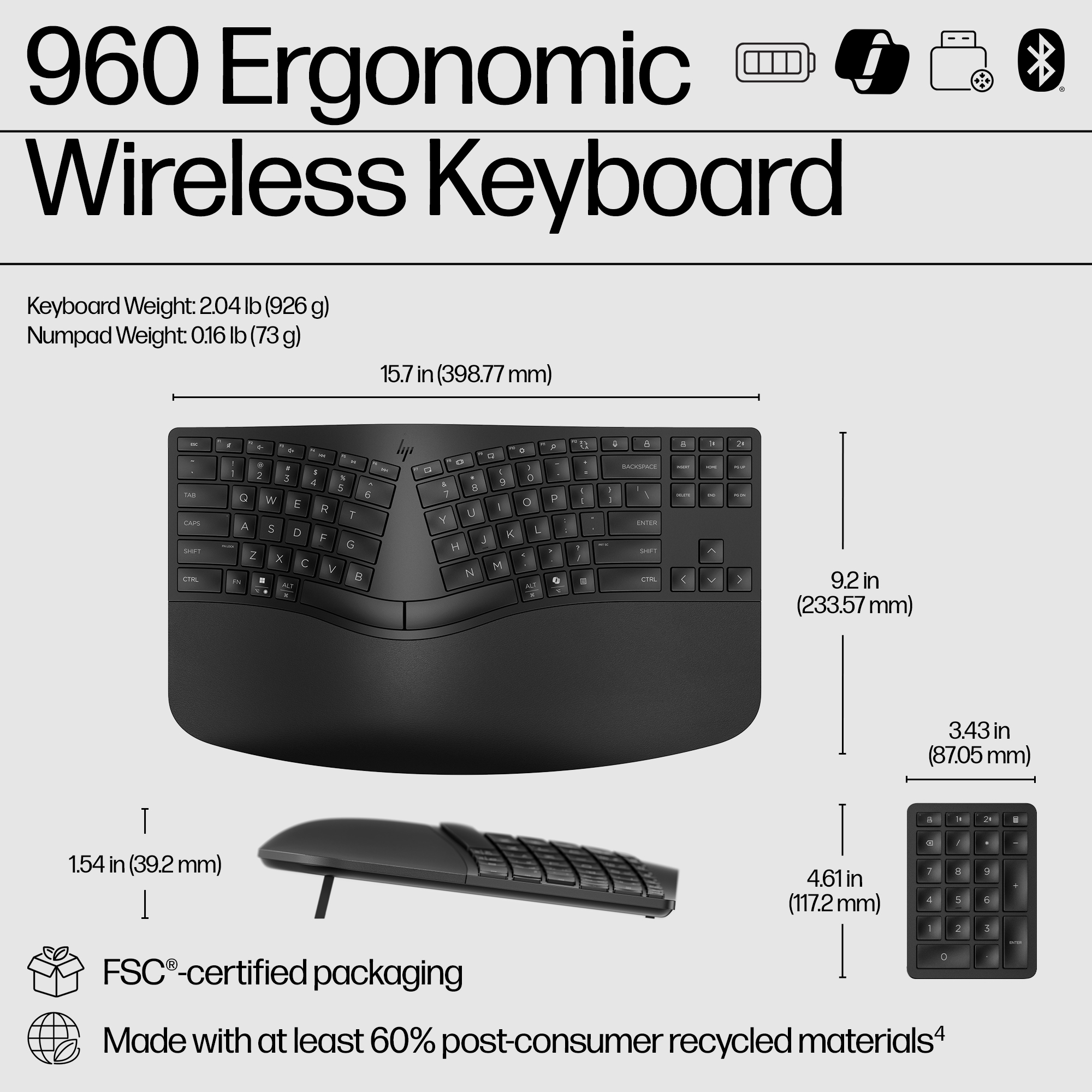 HP 960 Ergonomic Wireless Keyboard - Product Walkaround - English for EMEA
