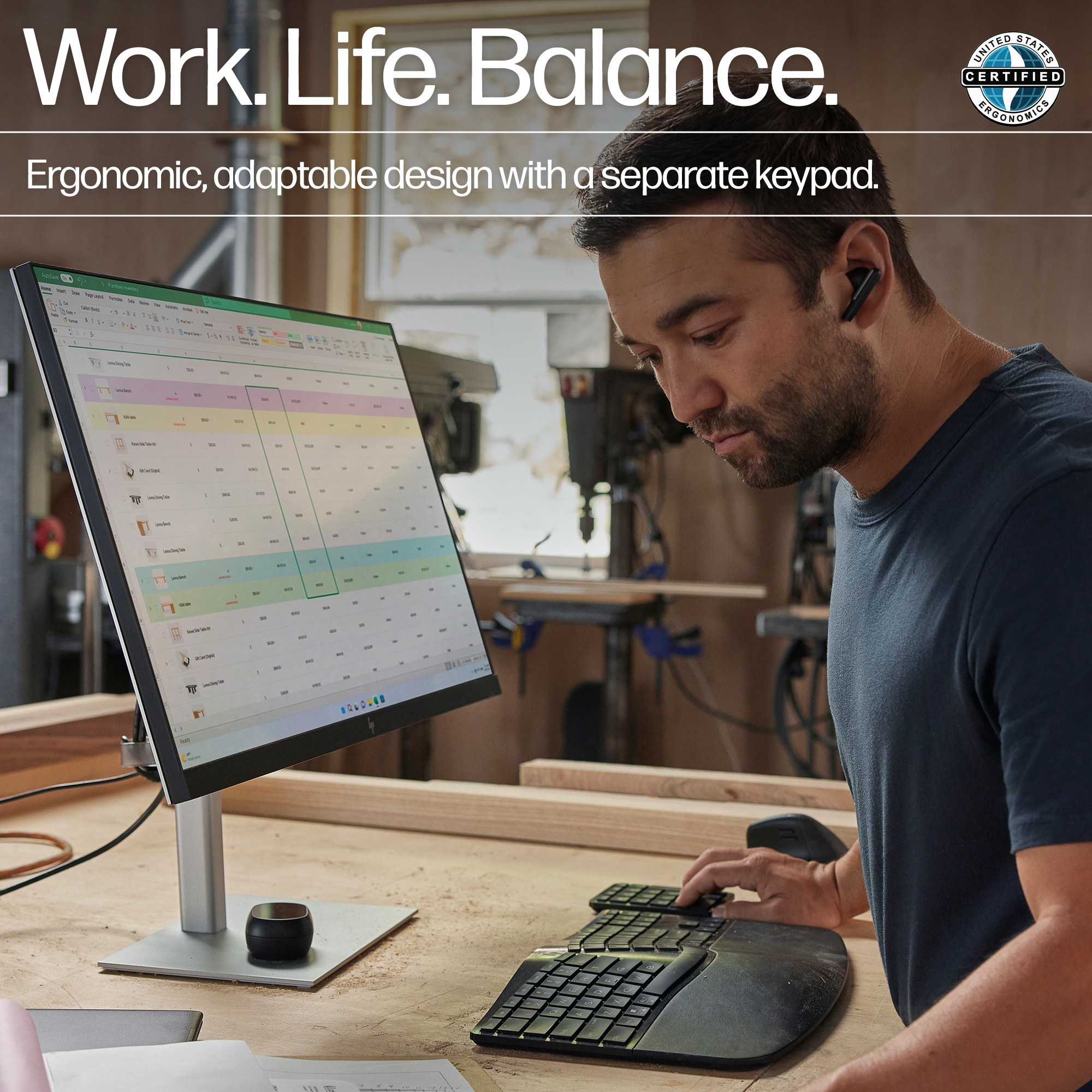 HP 960 Ergonomic Wireless Keyboard - Overview (Work. Life. Balance.) - English for EMEA
