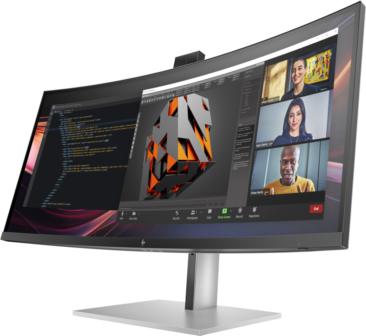 slide 3 of 5, show larger image, hp series 7 pro 34 tum wqhd conferencing monitor – 734pm utan pvc