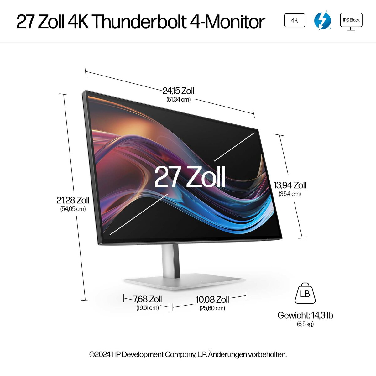 folie 6 von 20, vergrößern, hp serie 7 pro 27 zoll 4k thunderbolt 4-monitor – 727pk