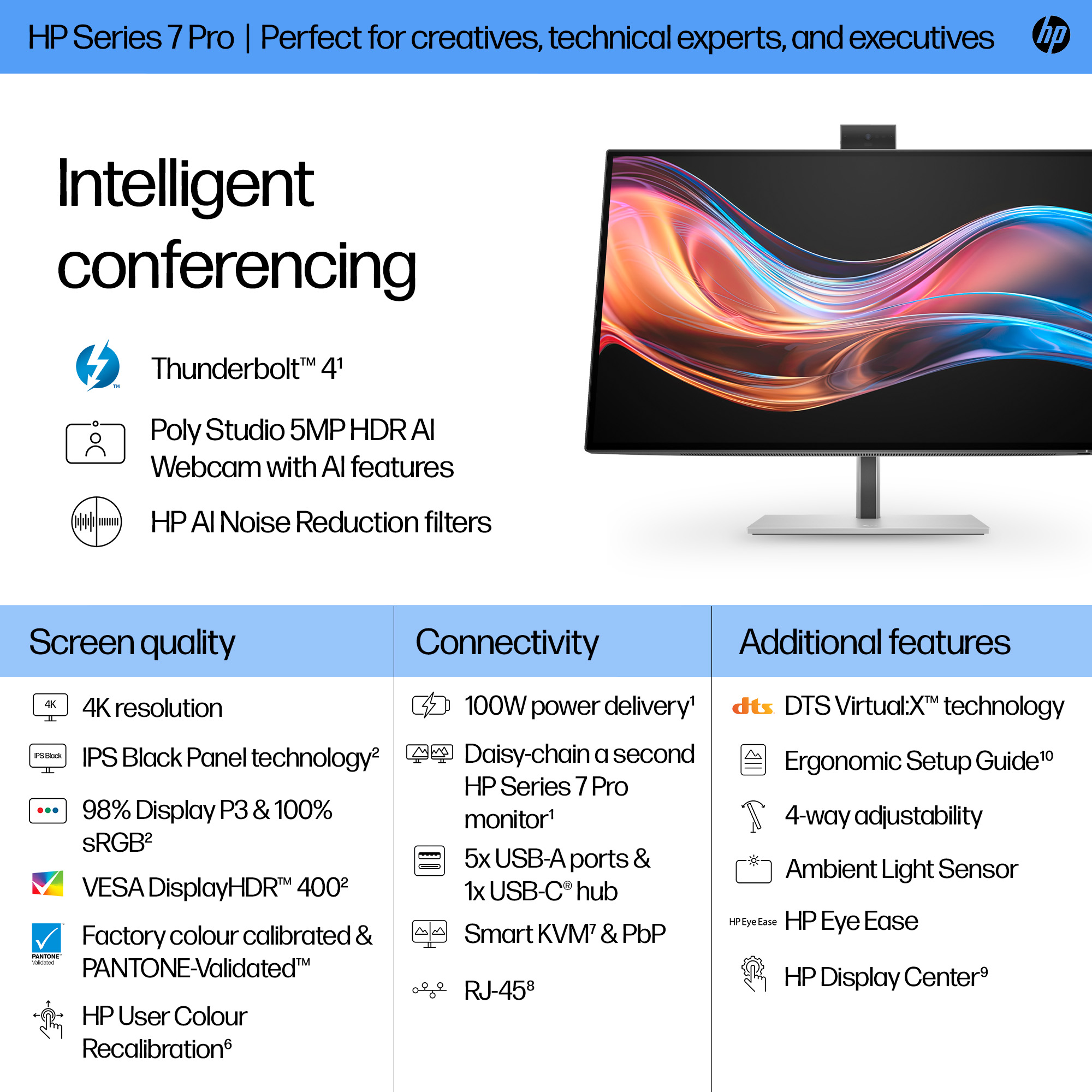 HP Series 7 Pro 27 4K Conferencing Monitor - 727pm - Product Overview - English for EMEA