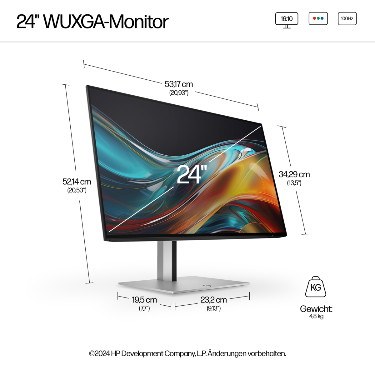 folie 5 von 14, vergrößern, hp serie 7 pro 24 zoll wuxga-monitor – 724pn
