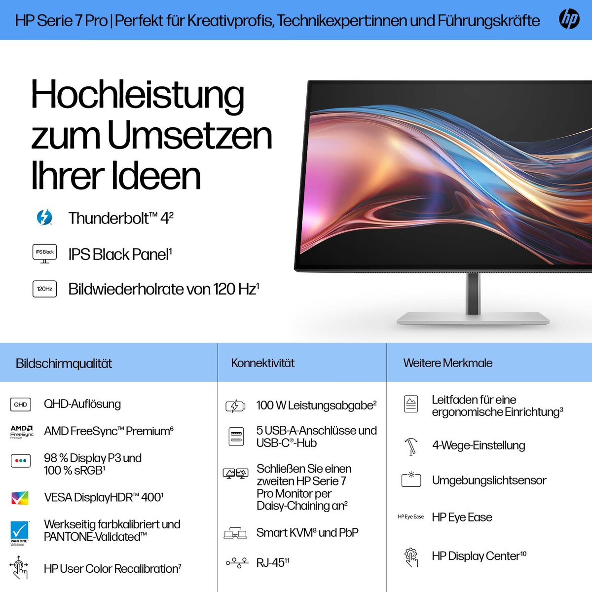 folie 1 von 11, vergrößern, hp serie 7 pro 27 zoll qhd thunderbolt 4-monitor – 727pu