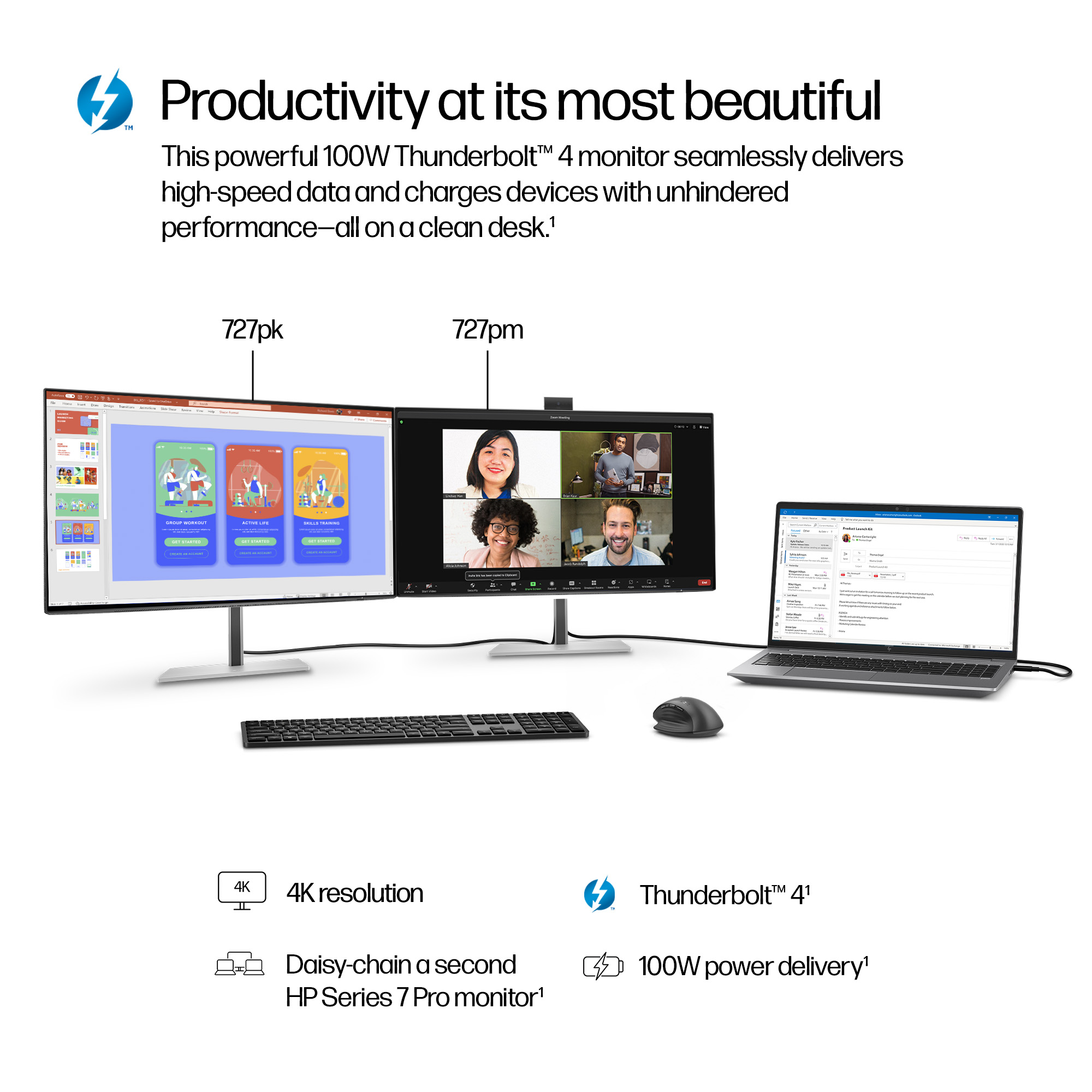 HP Series 7 Pro 27 4K Conferencing Monitor - 727pm - KSP 2 (Productivity at its most beautiful) - English for EMEA