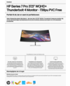 HP Series 7 Pro 37.5 inch WQHD+ Thunderbolt 4 Monitor - 738pu PVC Free