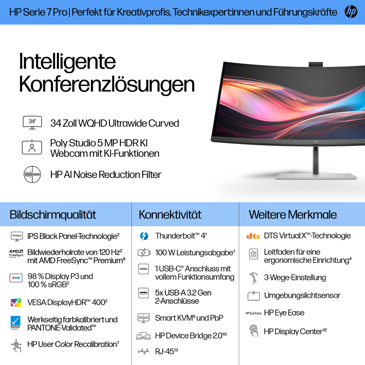 folie 1 von 11, vergrößern, hp serie 7 pro 34 zoll wqhd-konferenzmonitor – 734pm