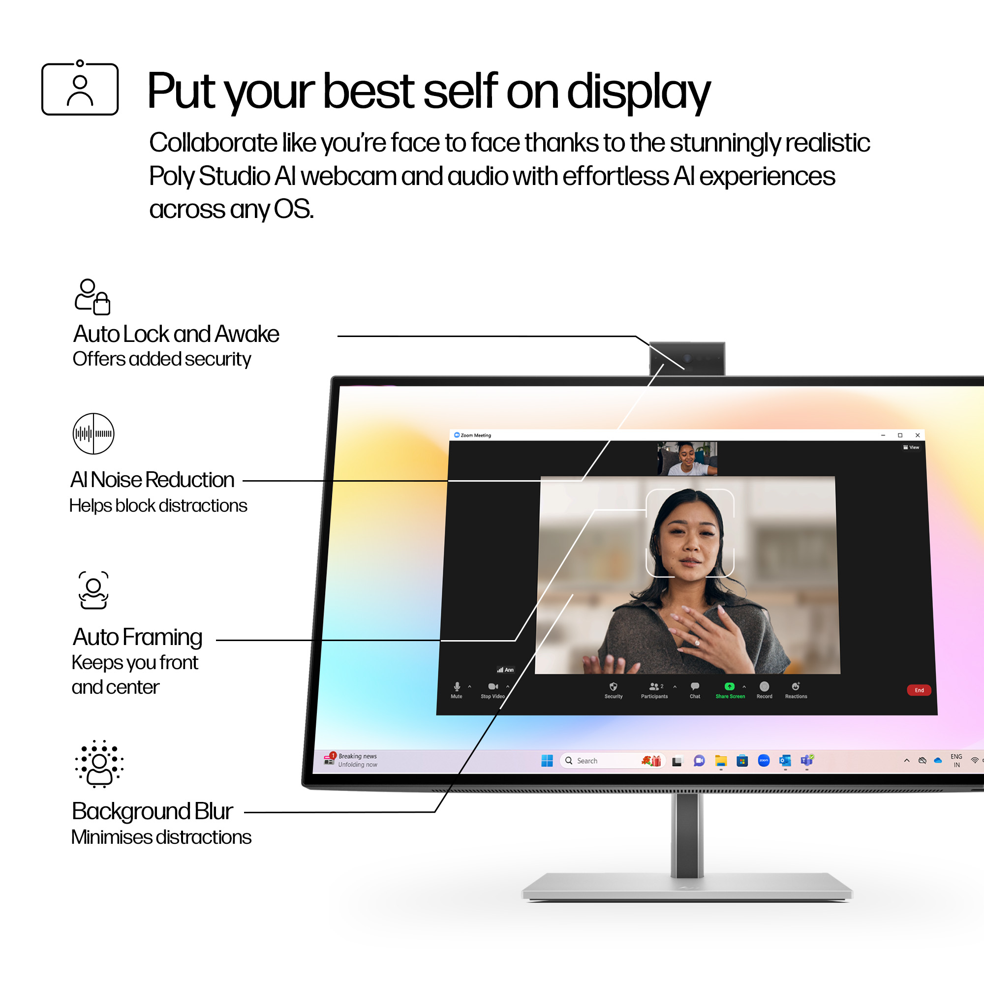 HP Series 7 Pro 27 4K Conferencing Monitor - 727pm - KSP 1 (Put your best self on display) - English for EMEA