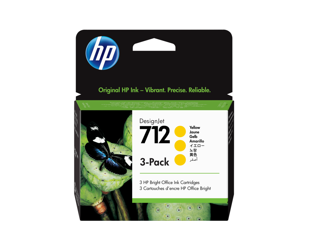 folie 2 von 2, vergrößern, hp 712 3er-pack gelb designjet druckerpatrone, 29 ml