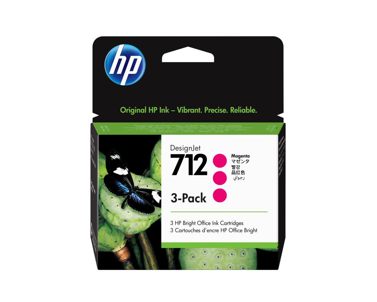 folie 1 von 2, vergrößern, hp 712 3er-pack magenta designjet druckerpatrone, 29 ml