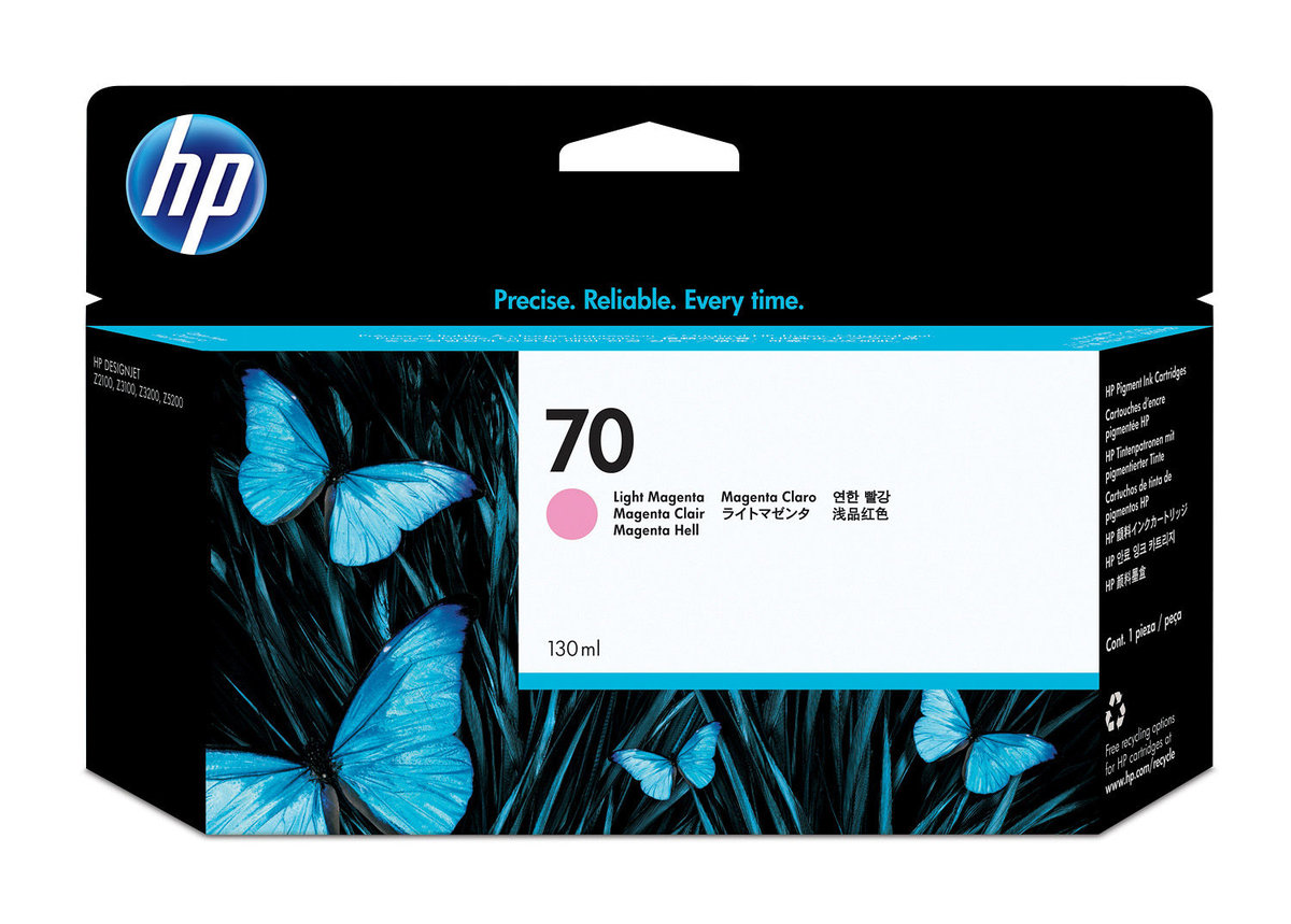 slide 1 of 2, show larger image, hp 70 130-ml light magenta designjet ink cartridge