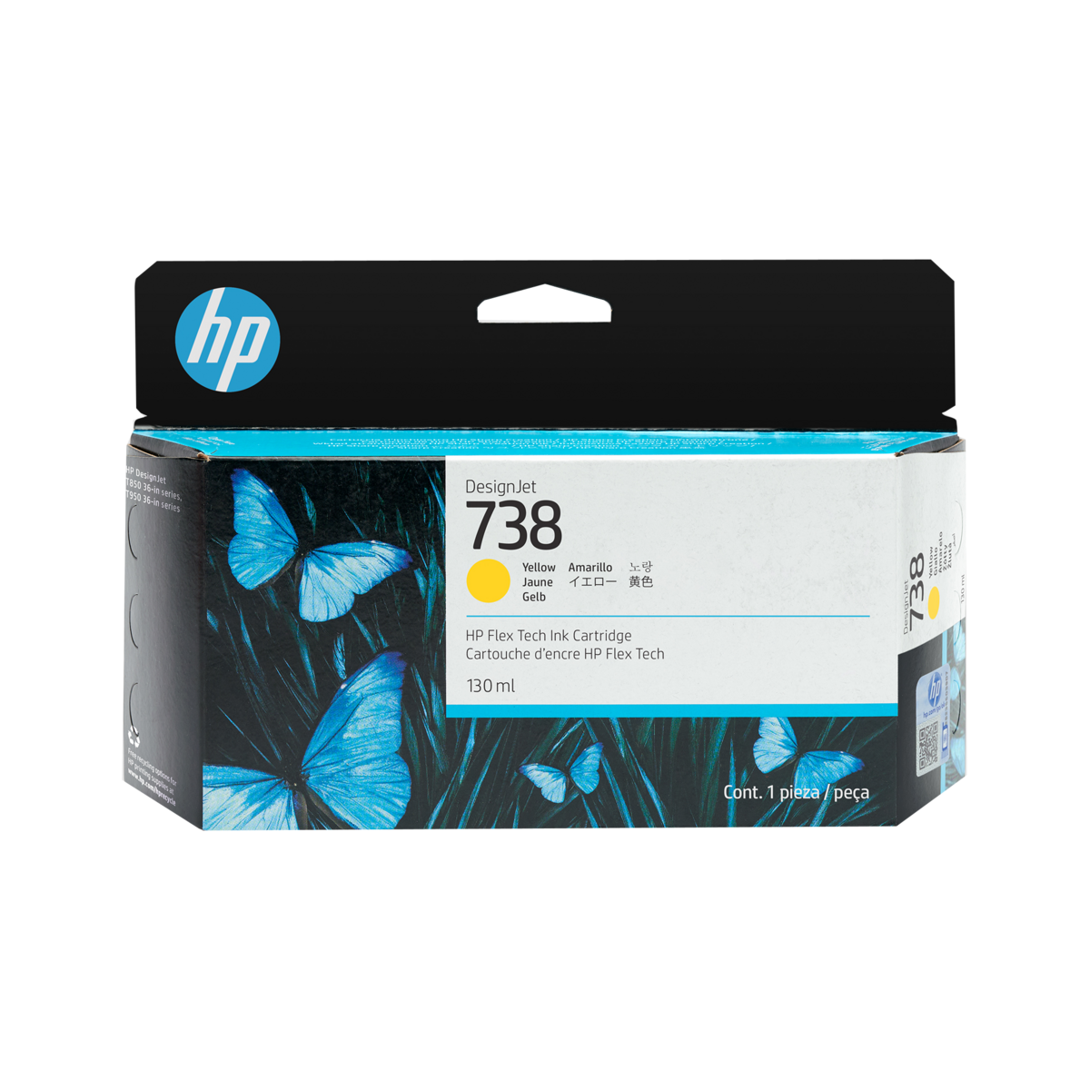 HP738純正インク　合計5個　期限2027/MAY×5 HP NO.738 原廠黃色墨水匣498N7A (130ml) For:HP T850 / T870 / T950