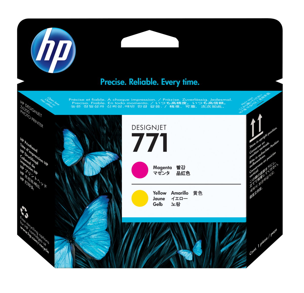 diapositiva 1 de 1, aumentar tamaño, cabezal de impresión designjet hp 771 magenta y amarillo