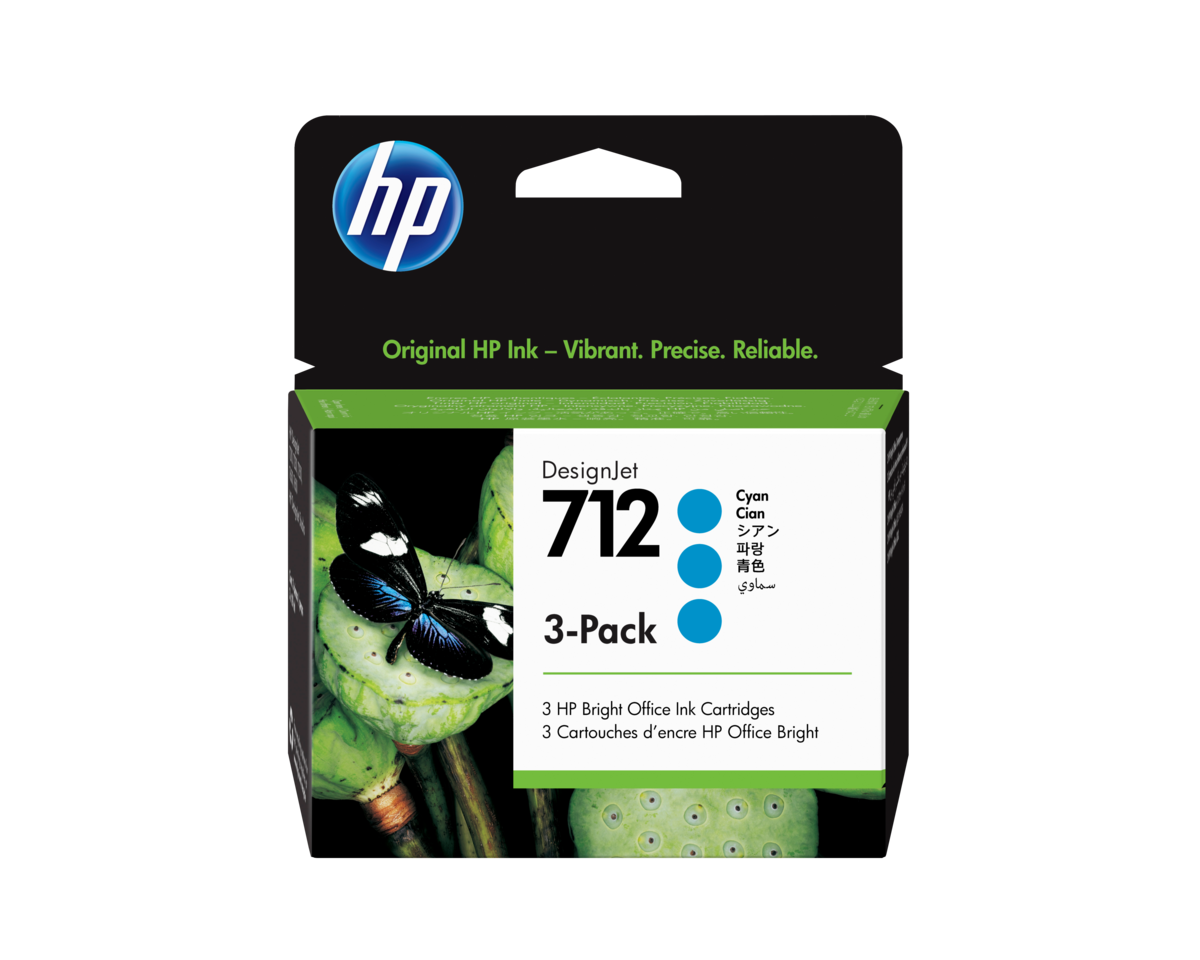 folie 2 von 2, vergrößern, hp 712 3er-pack cyan designjet druckerpatronen, 29 ml