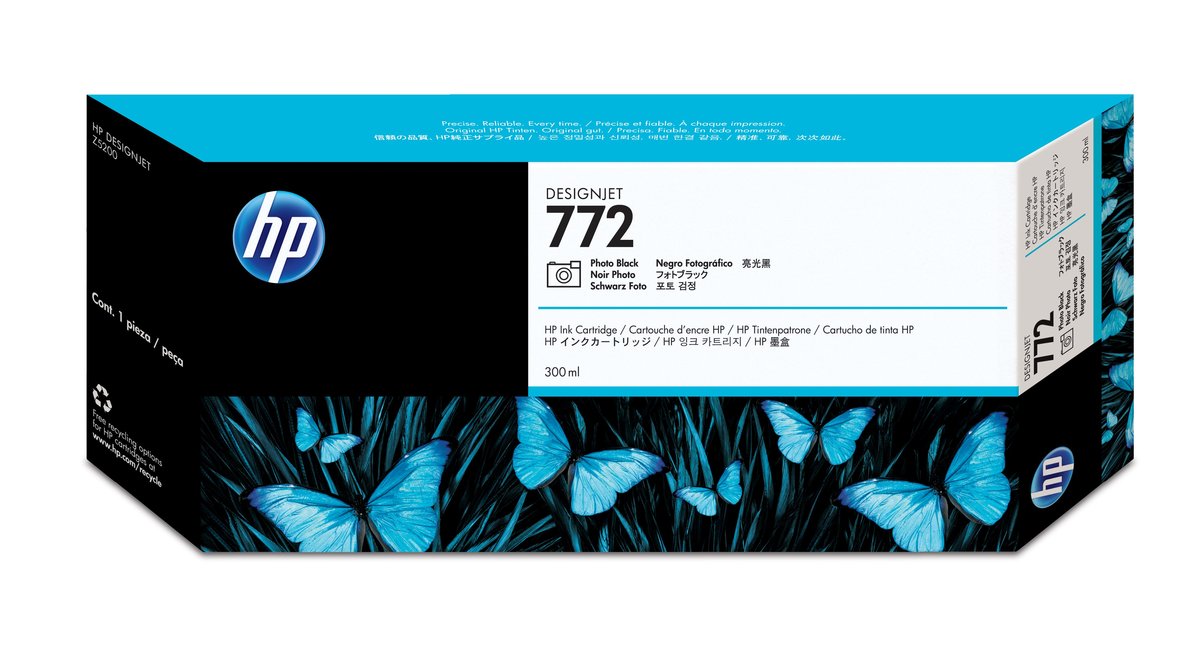 slide 1 of 1, show larger image, hp 772 300-ml photo black designjet ink cartridge