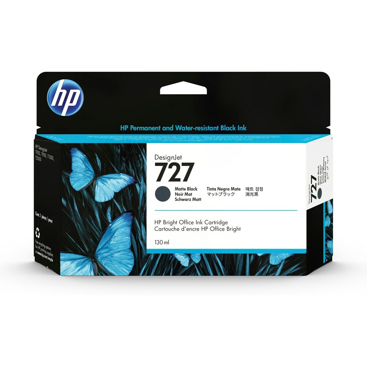 slide 1 of 3, show larger image, hp 727 130-ml matte black designjet ink cartridge