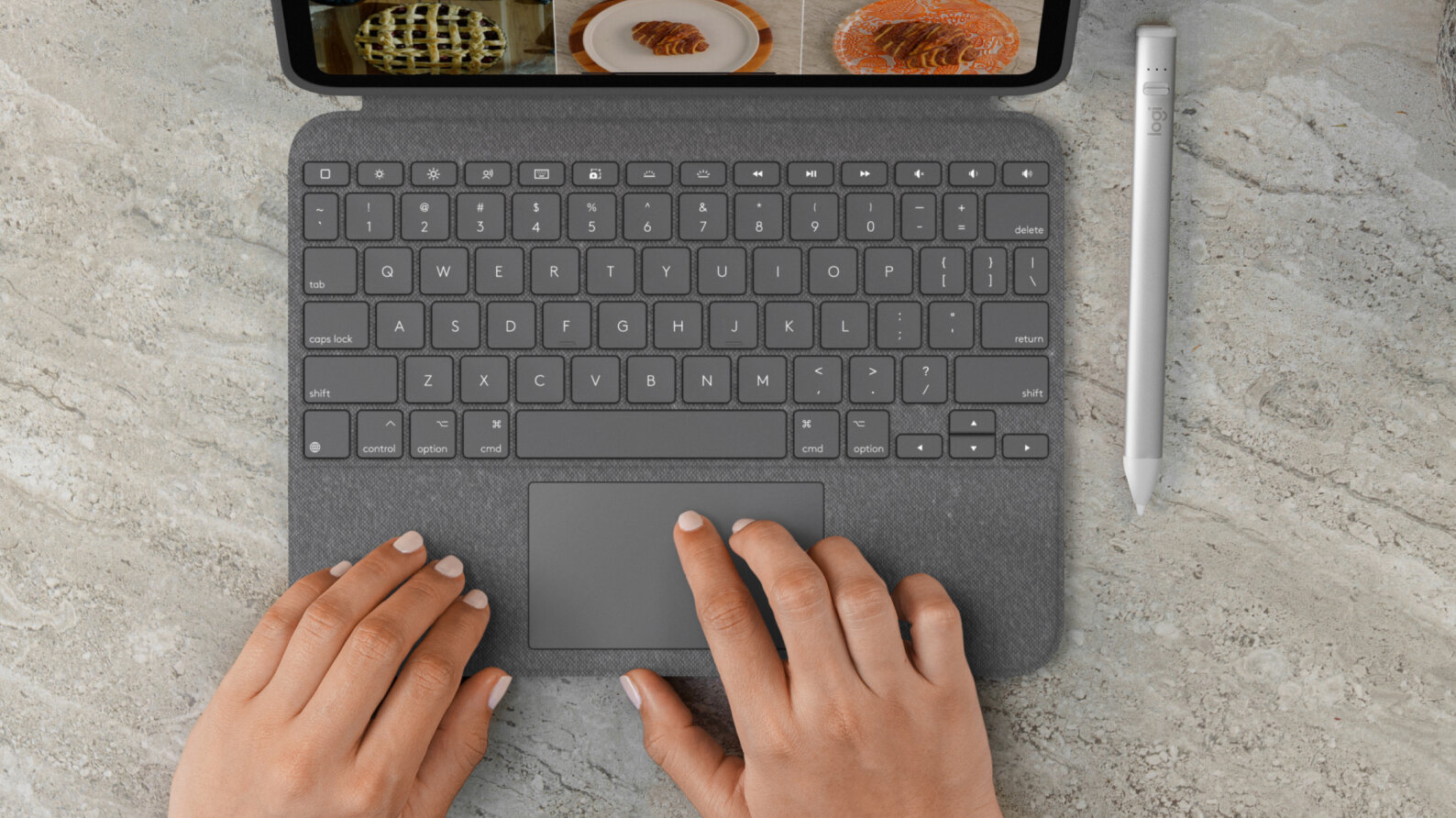Usb Trackpad Logitech Logitech Combo Touch - keyboard and folio case - with trackpad - QWERTY ...