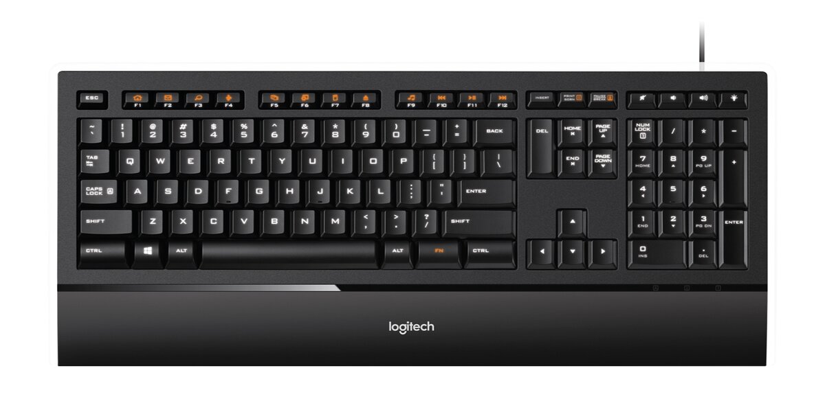 Logitech Illuminated K740 - keyboard - French - orange, classic black Input  Device