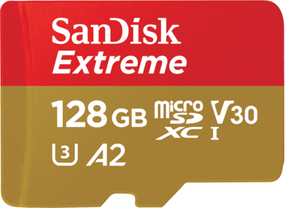 SanDisk Extreme<sup>®</sup> microSDXC<sup>™</sup> UHS-I Card – 128GB