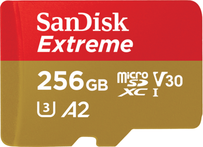 SanDisk Extreme<sup>®</sup> microSDXC<sup>™</sup> UHS-I Card – 256GB