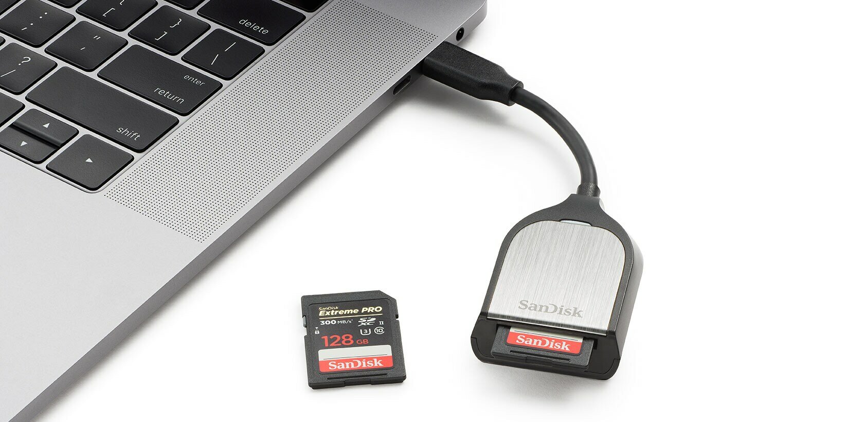SanDisk Extreme PRO - Card reader (SD, SDHC UHS-I, SDXC UHS-I, SDHC UHS-II,  SDHC UHS-II) - USB-C