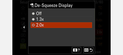 Desqueeze display for anamorphic lenses