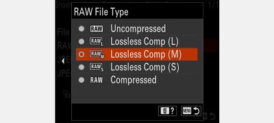 Lossless compression RAW in three size