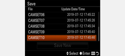 Improvement of camera settings saving function