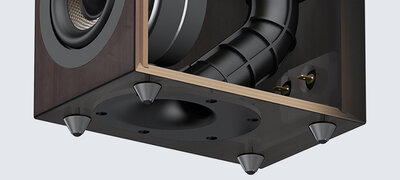 Bottom side bass reflex port