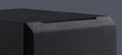 Tapered faceplate edges keep sound clear