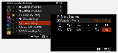 Fn Menu Settings