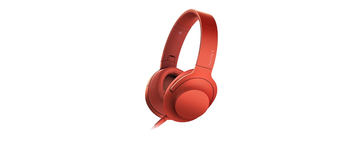 Sony h.ear on MDR-100AAP - Headphones with mic - full size - wired - 3.5 mm  jack - cinnabar red - Walmart.com