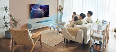Immersive surround sound from a soundbar