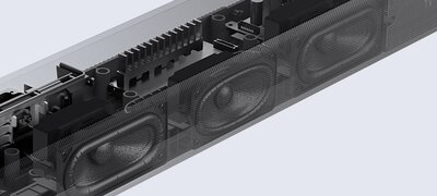 Built-in dual subwoofer for deep bass sound