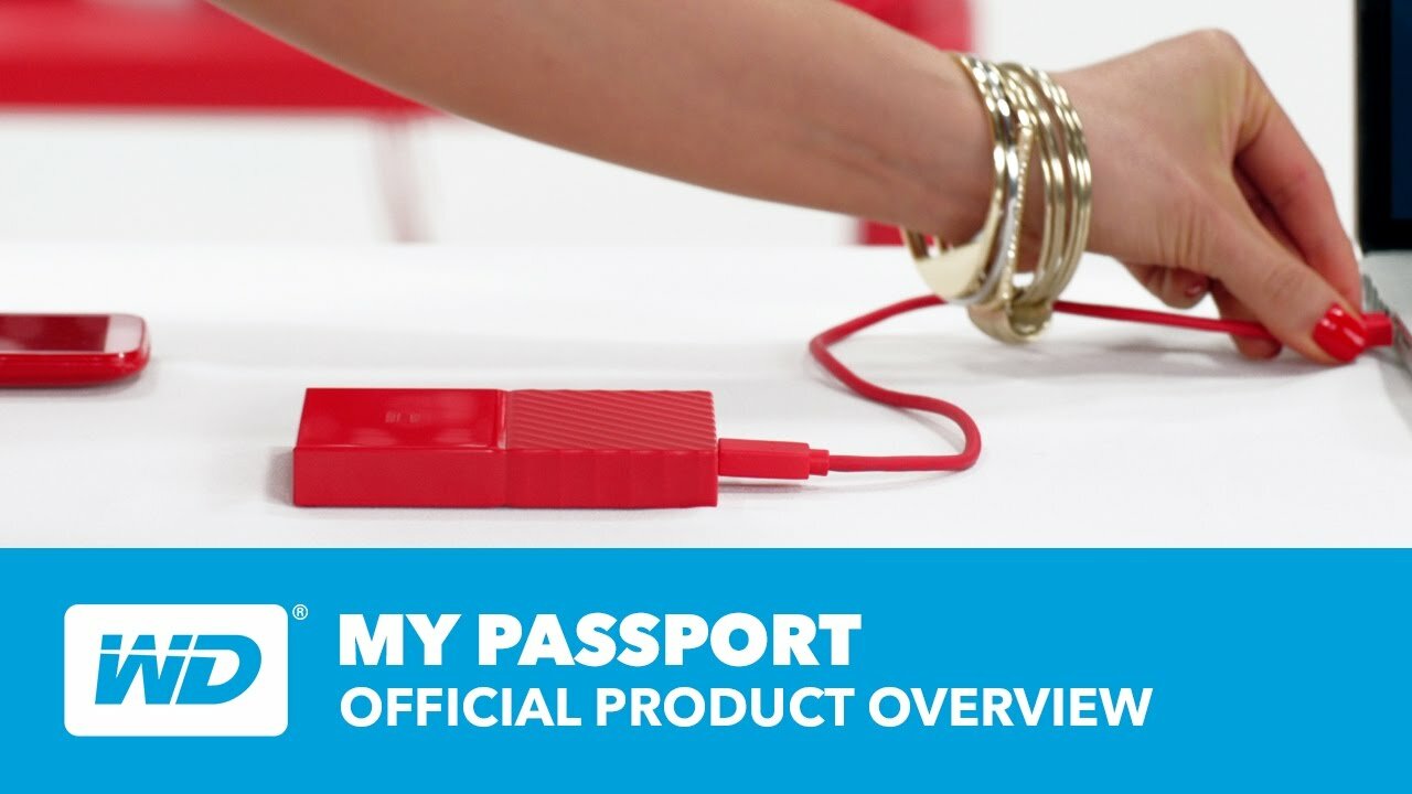 slide 1 of 8, show larger image, wd 2tb my passport portable hard drive - red