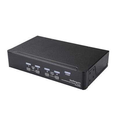 This 4-port DP KVM switch combines a 4K 60Hz display with KVM switch control of four connected PC and Mac computers