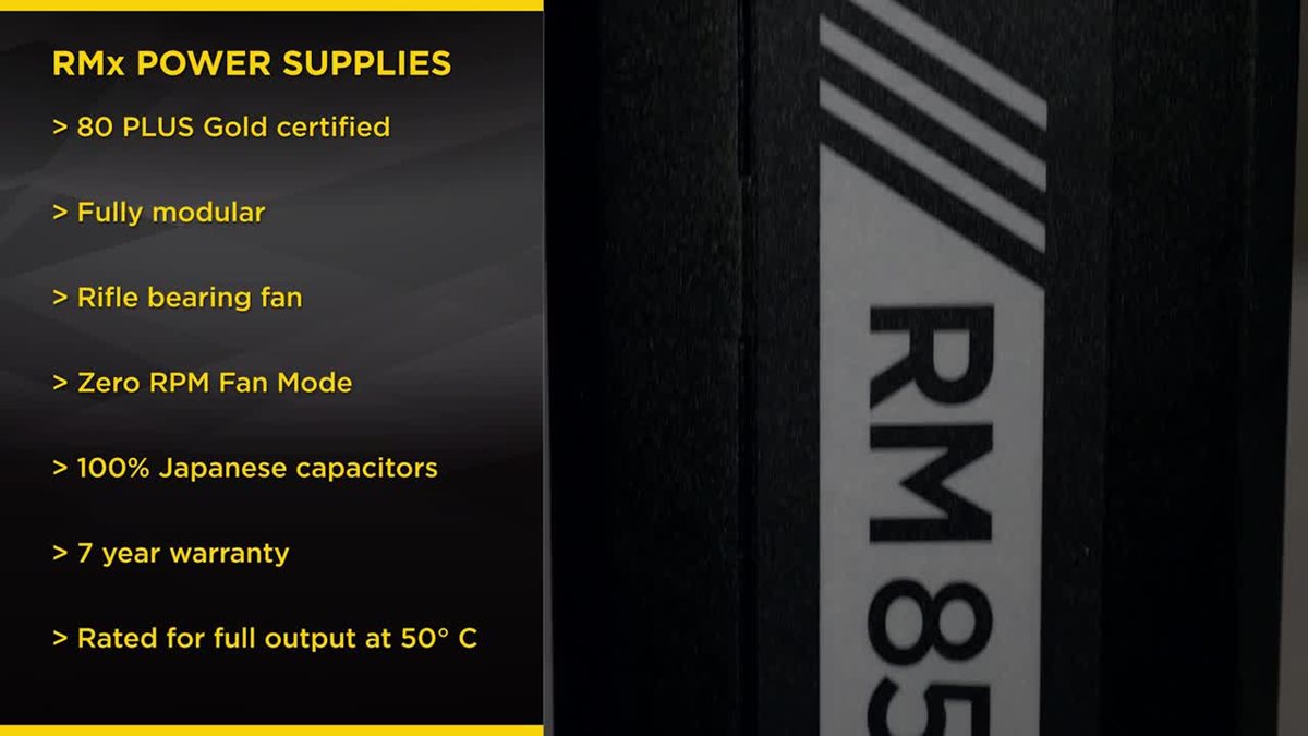 RMx Series™ RM1000x — 1000 Watt 80 PLUS® Gold Certified Fully