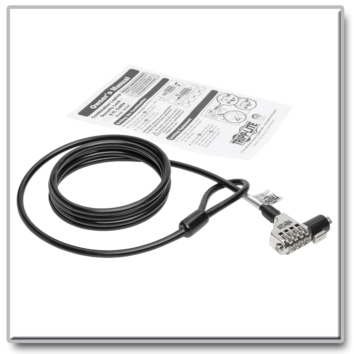 Tripp Lite Laptop Security Lock Combination Theft Deterrent Cable 6ft 6