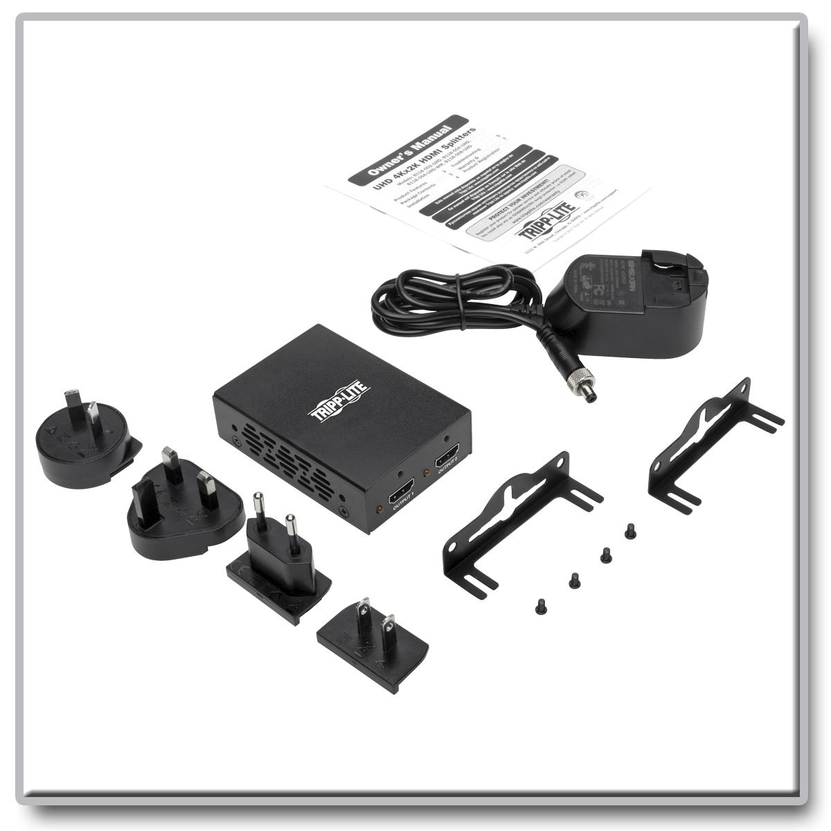 Tripp Lite 2-Port HDMI Splitter - HDMI 2.0, 4K @ 60 Hz, 4:4:4,  Multi-Resolution Support, HDR, HDCP 2.2, USB Powered, TAA (b118-002-hdr-v2)