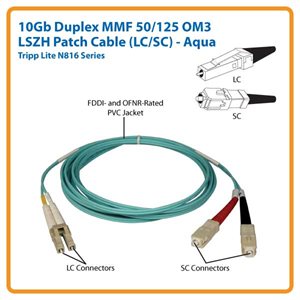 10Gb Duplex MMF 50/125 OM3 LSZH 10 ft. Fiber Patch Cable with LC/SC Connectors