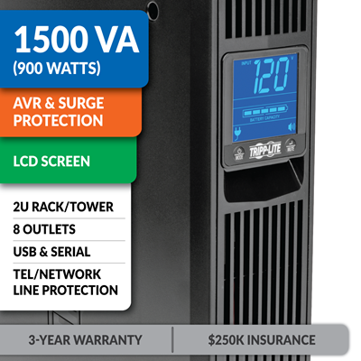 SMART1500LCD Line-Interactive Rack/Tower UPS with LCD