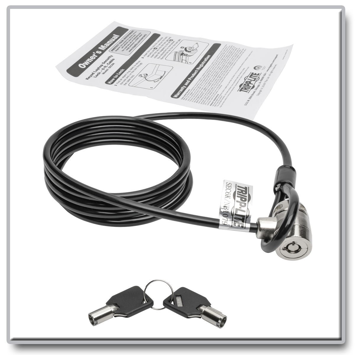 Tripp Lite Laptop Security Lock Keyed Theft Deterrent Cable 6ft 6