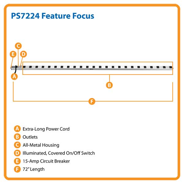 Tripp Lite Power Strip 120V 5-15R 24 Outlet 15' Cord Vertical