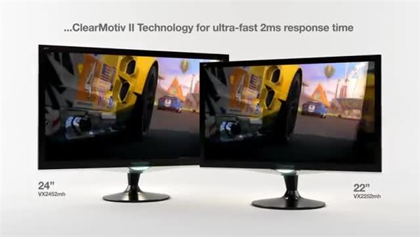 thumbnail video image 2 of ViewSonic VX2452MH 24 Inch 2ms 60Hz 1080p Gaming Monitor with HDMI DVI and VGA inputs, Black, 2 of 6