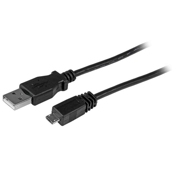 StarTech.com 1 (0.3 USB to Micro USB Cable - USB 2.0 A to Micro B - Black - Micro USB Cable (UUSBHAUB1) - USB cable - USB to Micro-USB Type 1 ft