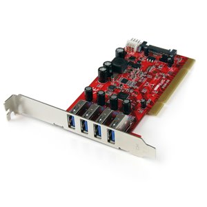 StarTech.com 4 Port PCI USB 3.0 Adapter Card with SATA / SP4 Power