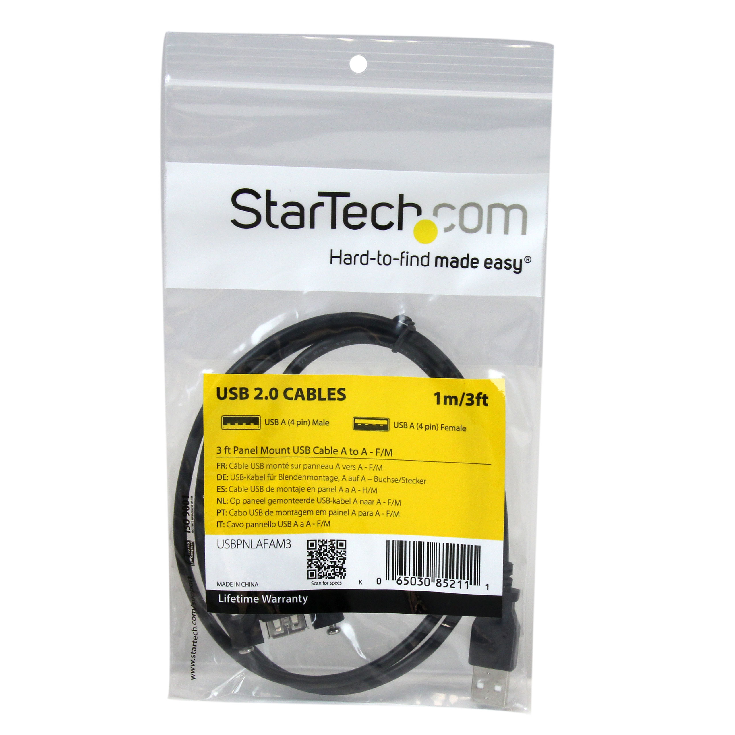 StarTech.com 3ft Panel Mount USB Cable A to A F/M - Panel Mount USB ...