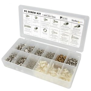 Install computer hardware with an assortment of screws, nuts and standoffs