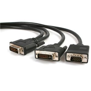 Connect a DVI-D and a VGA Monitor simultaneously to a single DVI-I video source