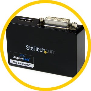 1. External USB-to-HDMI and DVI video card solution - for use with monitors that support 1920x1200 resolutions