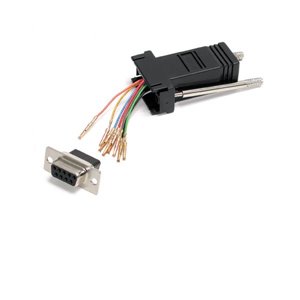 Convert a DB9 male connector into an RJ45 female connector